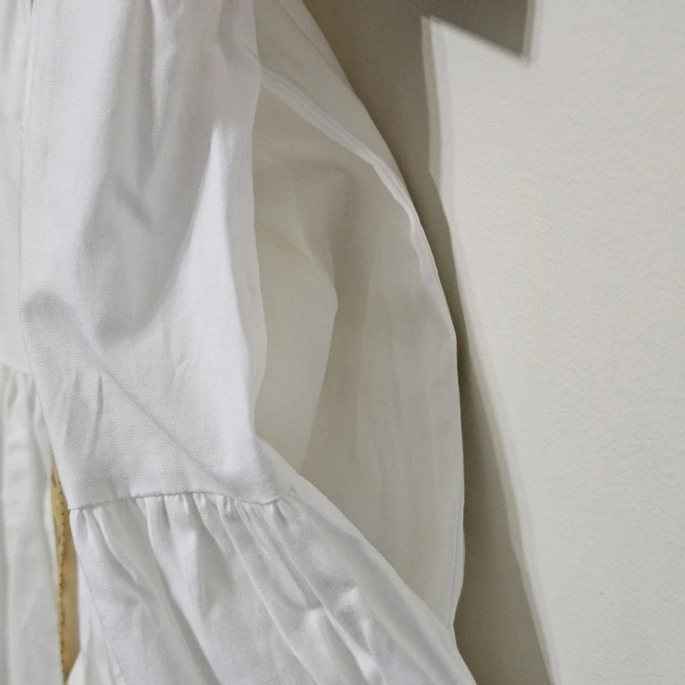 Vince Camuto Women Shirt Dress Size 12 Fit Large New White Elastic Waist Button - Picture 8 of 15